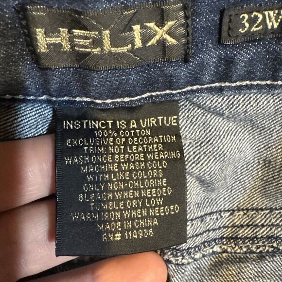 Helix Jeans‎ Mens 32x32 Blue Straight Embroidered Arrow Pockets 100% Cotton Y2K - Picture 5 of 12